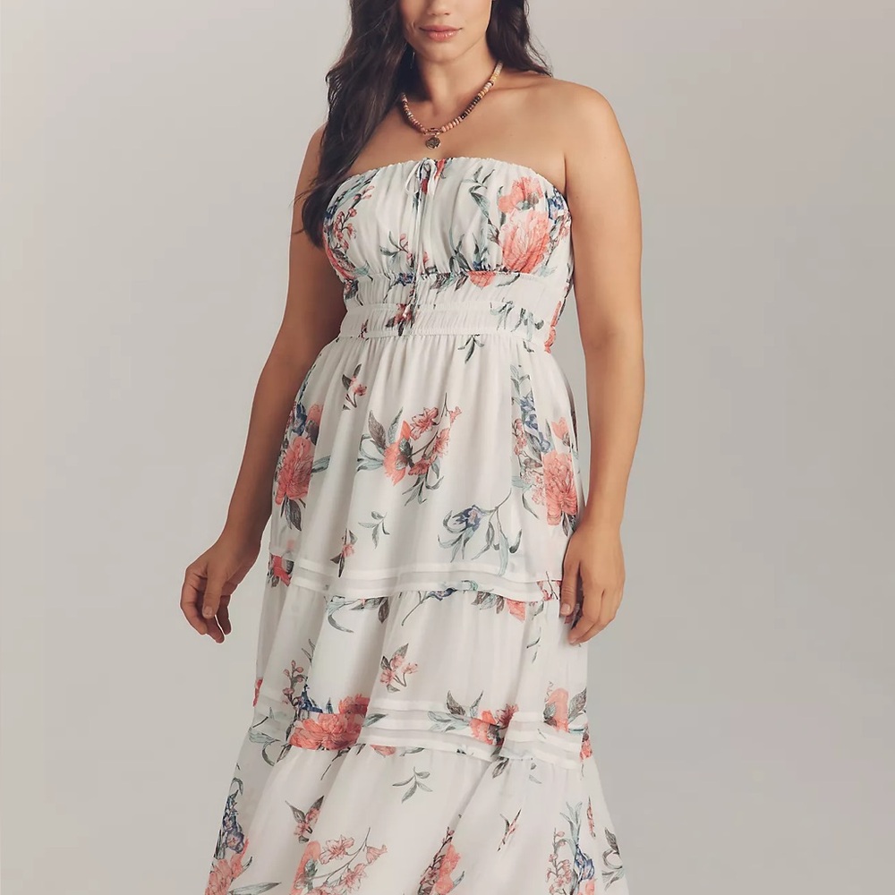 Anthropologie Somerset Strapless Chiffon Midi Dress - Picture 8 of 10